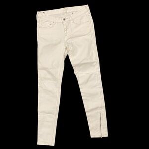 H&M &Denim Size 28 Off-White Low Waist Skinny Ankle Zip Jeans
